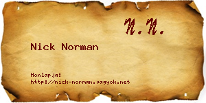 Nick Norman névjegykártya